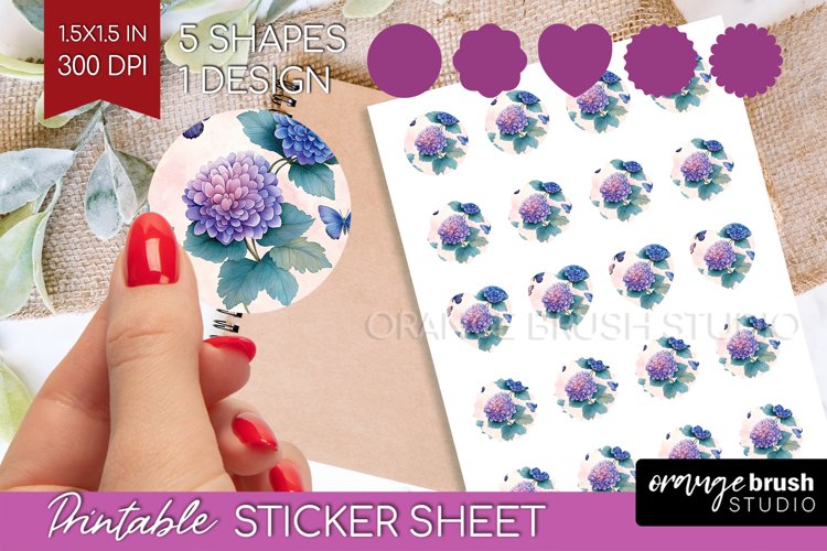 Spring Blossom Round Sticker - Flowers Printable Sticker example image 1
