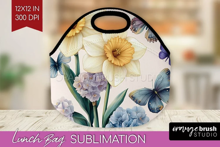 Spring Blossom Lunch Bag - Flowers Lunch Bug PNG Sublimation