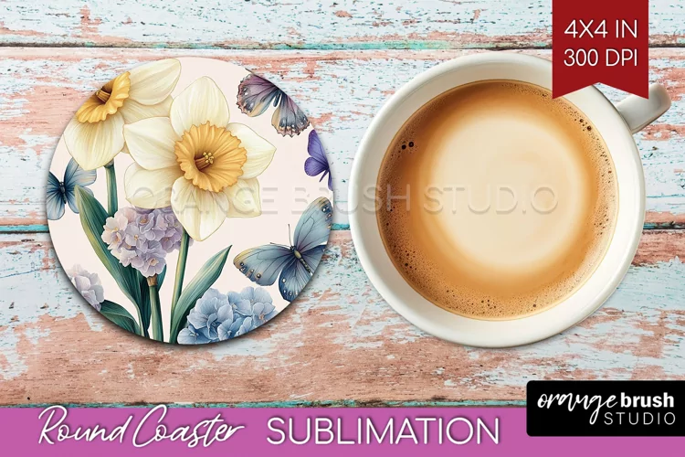 Spring Blossom Round Coaster - Flowers Coaster PNG
