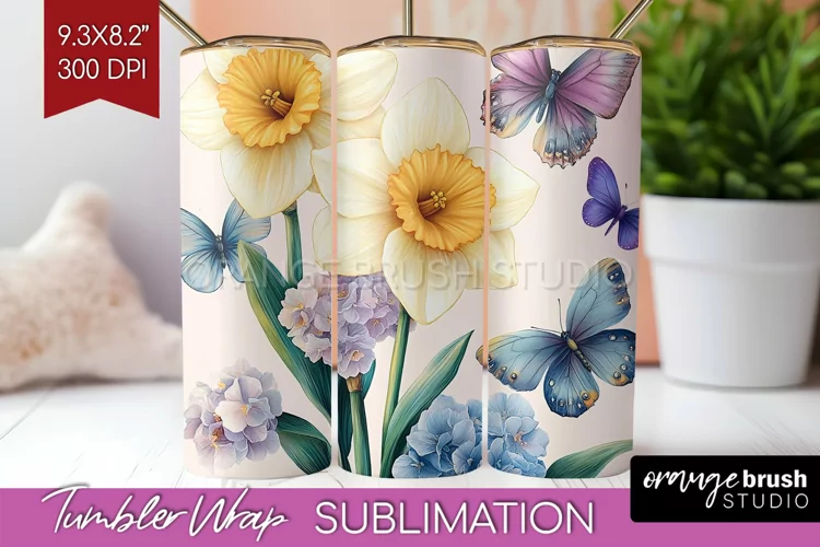 Spring Blossom Tumbler Wrap - Flowers Tumbler PNG