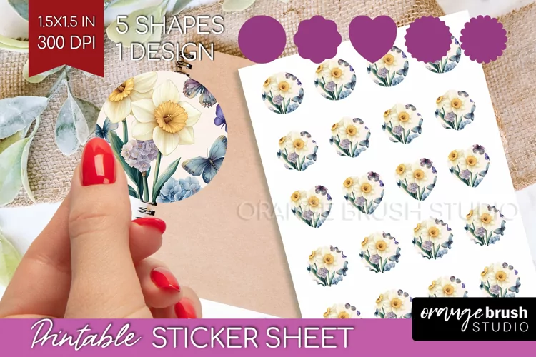 Spring Blossom Round Sticker - Flowers Printable Sticker