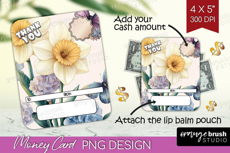 Thank You Money Card PNG - Flowers Money Card Holder