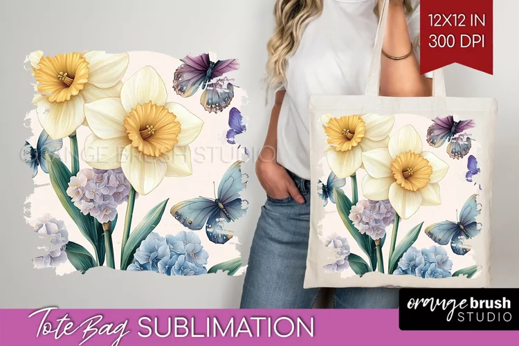 Spring Blossom Tote Bag - Flowers Tote Bag PNG Sublimation
