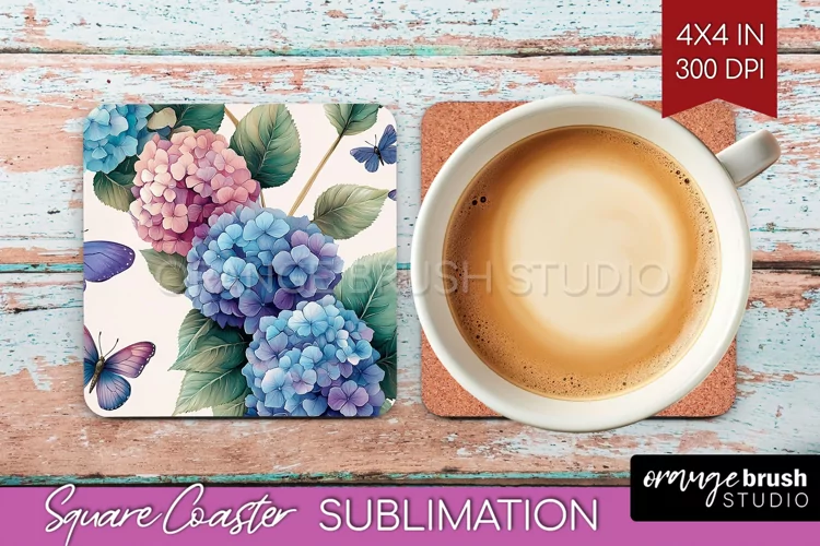 Spring Blossom Square Coaster - Flowers Coaster PNG