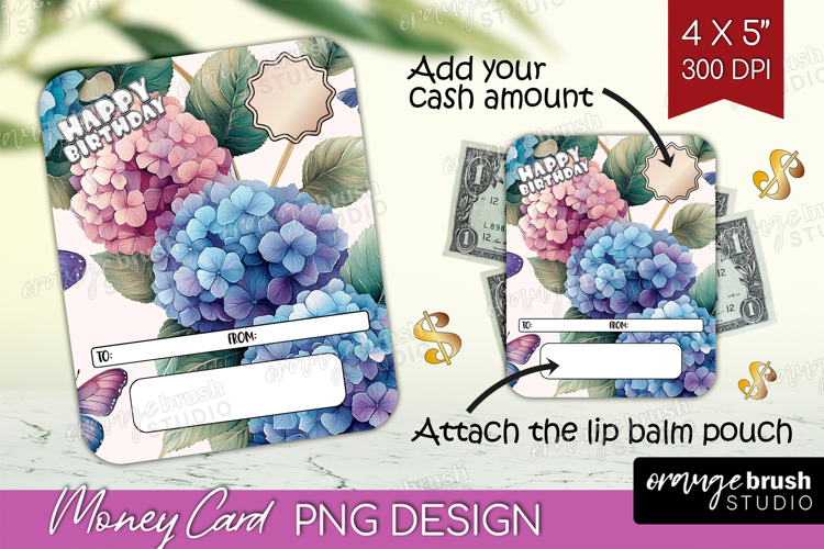 Happy Birthday Money Card PNG - Flowers Money Card Holder