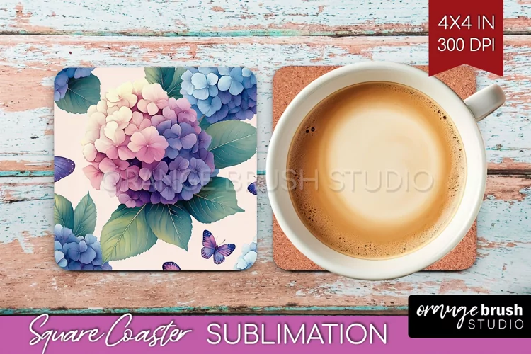 Spring Blossom Square Coaster - Flowers Coaster PNG