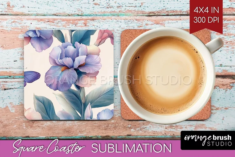 Spring Blossom Square Coaster - Flowers Coaster PNG