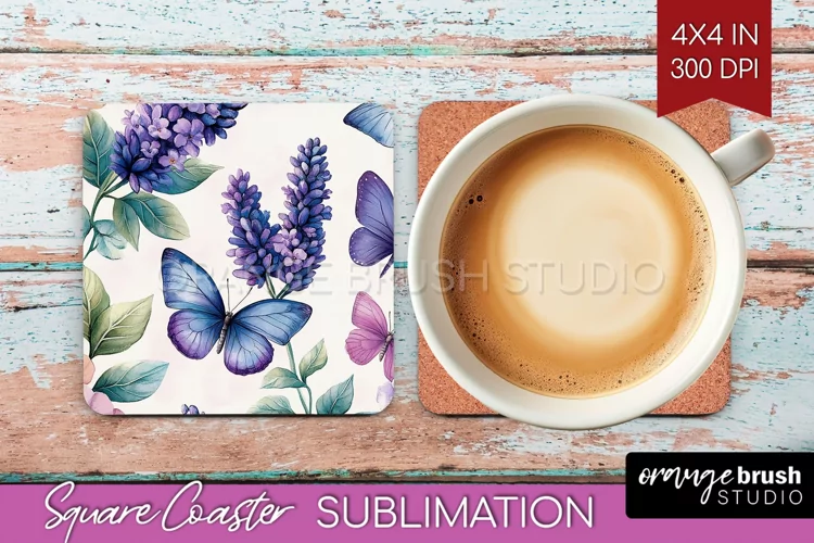 Spring Blossom Square Coaster - Flowers Coaster PNG