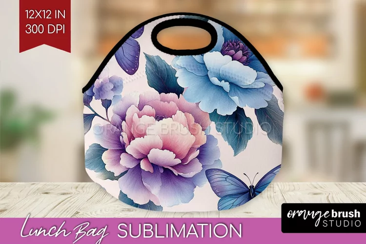 Spring Blossom Lunch Bag - Flowers Lunch Bug PNG Sublimation