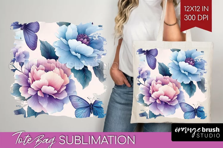 Spring Blossom Tote Bag - Flowers Tote Bag PNG Sublimation