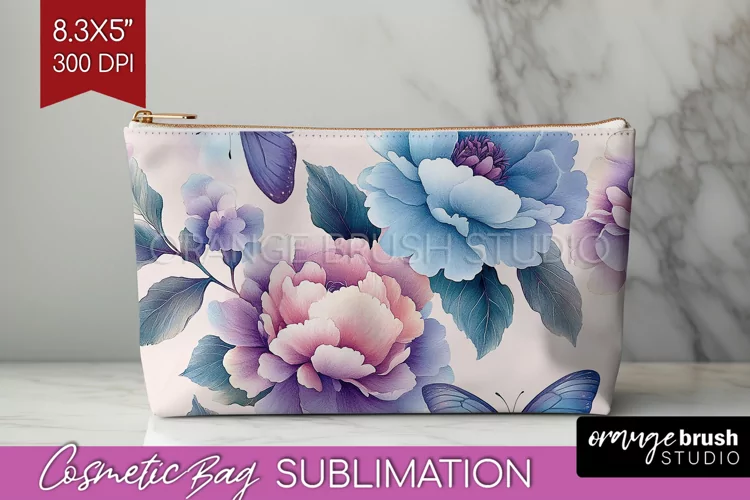 Spring Blossom Cosmetic Bag - Flowers Makeup Bag PNG