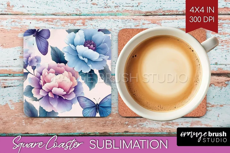 Spring Blossom Square Coaster - Flowers Coaster PNG