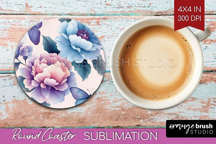 Spring Blossom Round Coaster - Flowers Coaster PNG