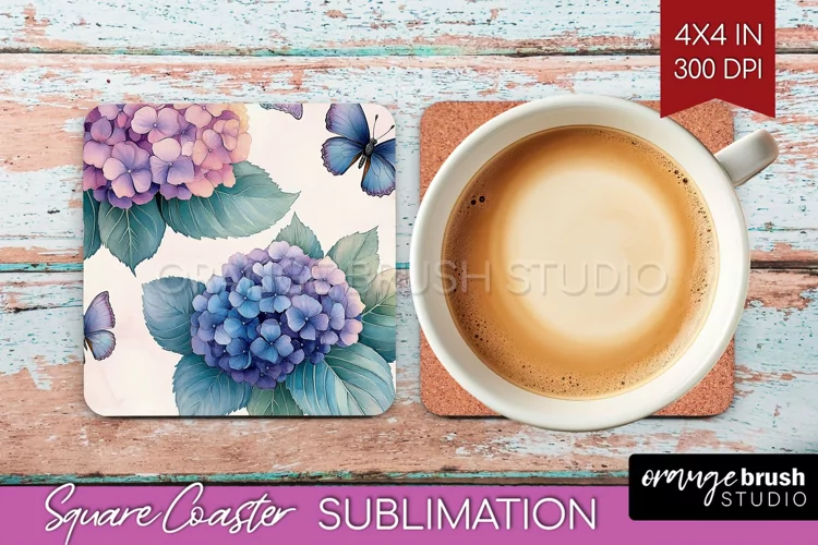 Spring Blossom Square Coaster - Flowers Coaster PNG