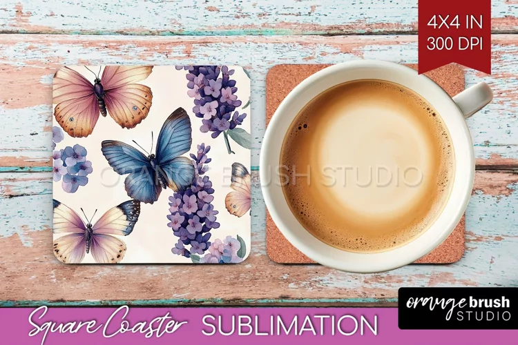 Spring Blossom Square Coaster - Flowers Coaster PNG
