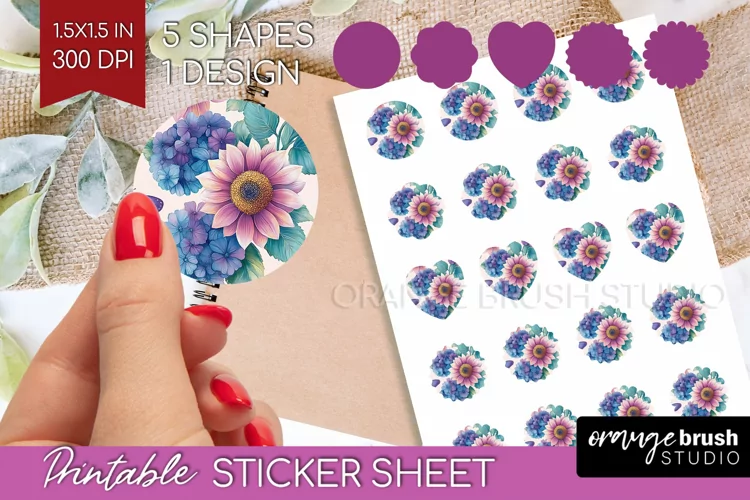 Spring Blossom Round Sticker - Flowers Printable Sticker