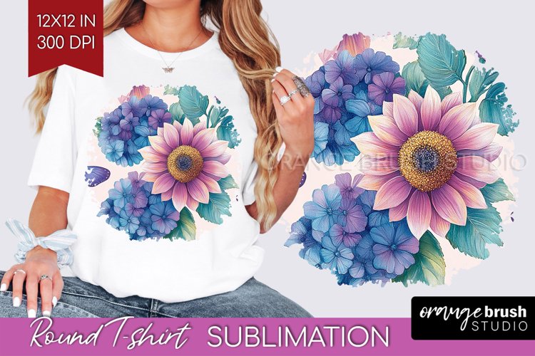 Spring Blossom Round Tshirt Background - Flowers PNG example image 1