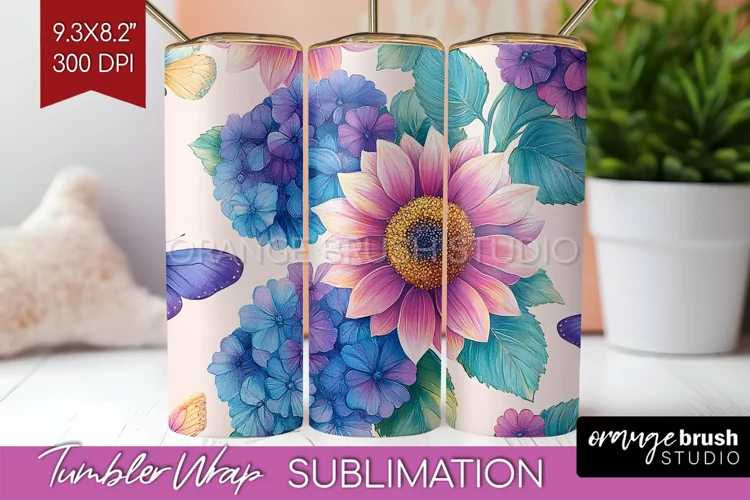Spring Blossom Tumbler Wrap - Flowers Tumbler PNG
