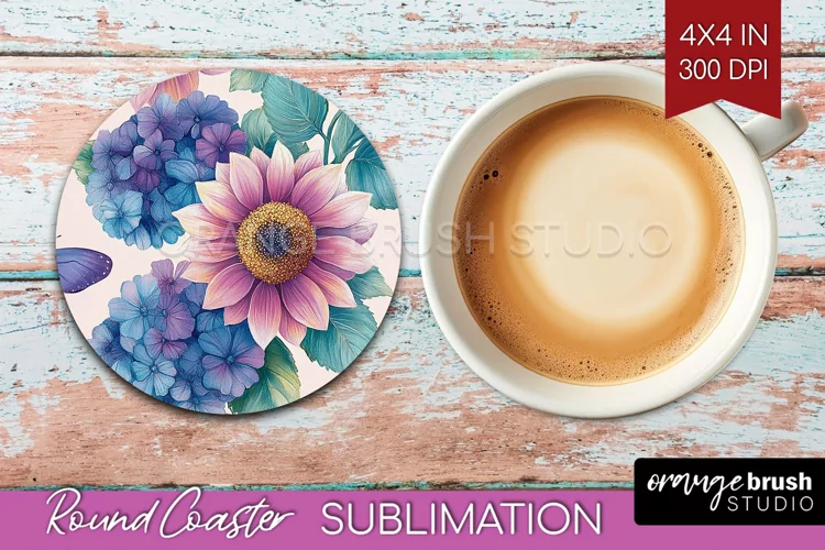 Spring Blossom Round Coaster - Flowers Coaster PNG