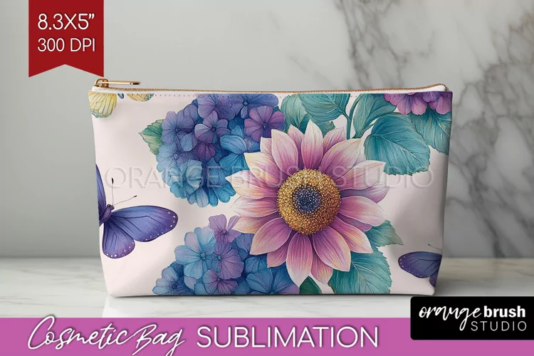 Spring Blossom Cosmetic Bag - Flowers Makeup Bag PNG