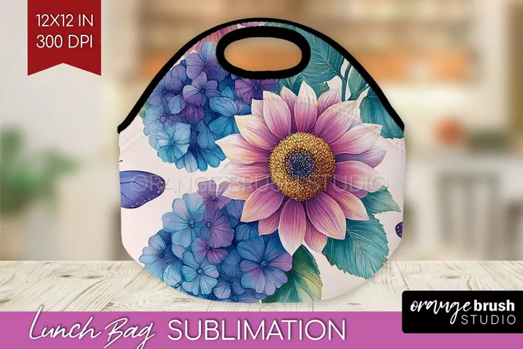 Spring Blossom Lunch Bag - Flowers Lunch Bug PNG Sublimation