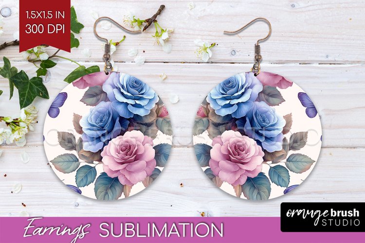 Spring Blossom Round Earrings - Flowers PNG Sublimation