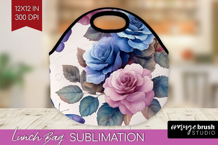 Spring Blossom Lunch Bag - Flowers Lunch Bug PNG Sublimation example image 1