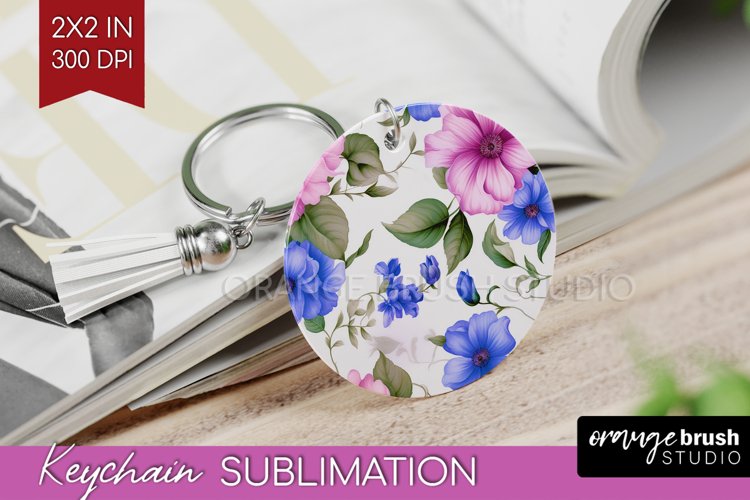 Spring Flowers Keychain PNG - Floral Keychain Sublimation