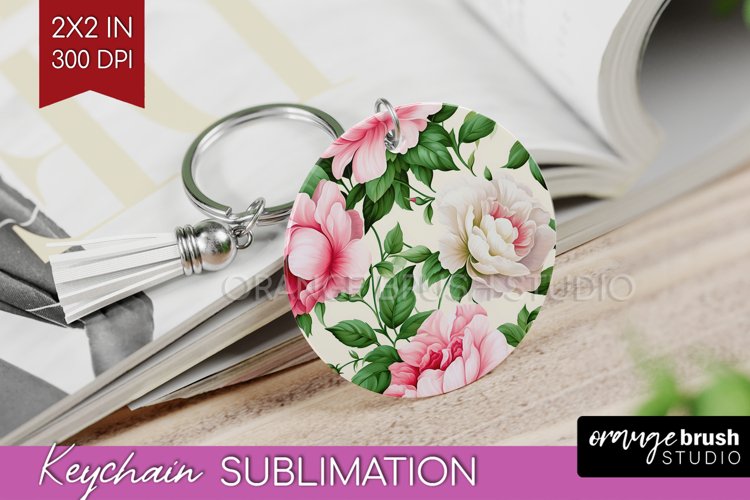 Spring Flowers Keychain PNG - Floral Keychain Sublimation
