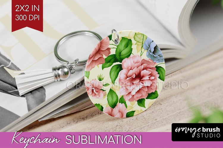 Spring Flowers Keychain PNG - Floral Keychain Sublimation