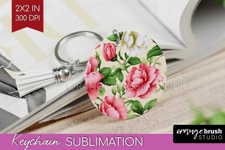 Spring Flowers Keychain PNG - Floral Keychain Sublimation
