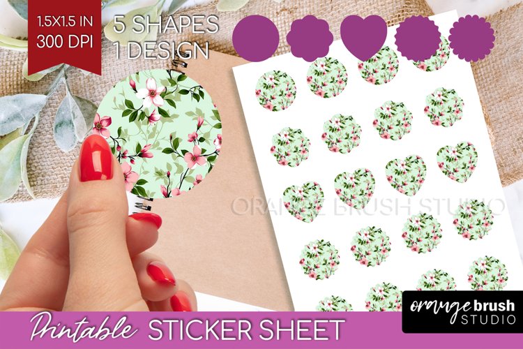 Spring Flowers Round Sticker - Floral Printable Sticker