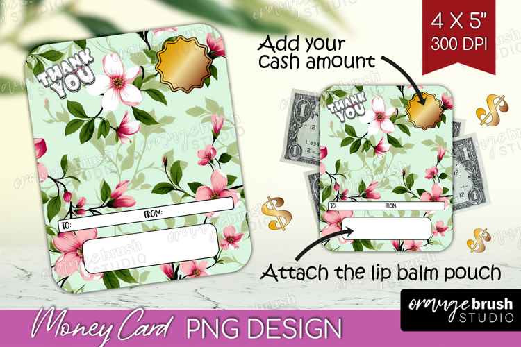Thank You Money Card PNG - Flowers Money Card Holder