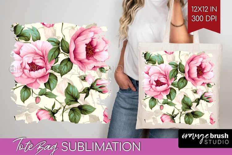 Spring Flowers Tote Bag - Floral Tote Bag PNG Sublimation