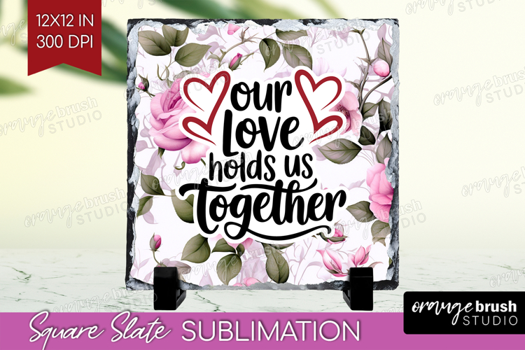 Family Quote Slate PNG - Floral Square Slate Sublimation