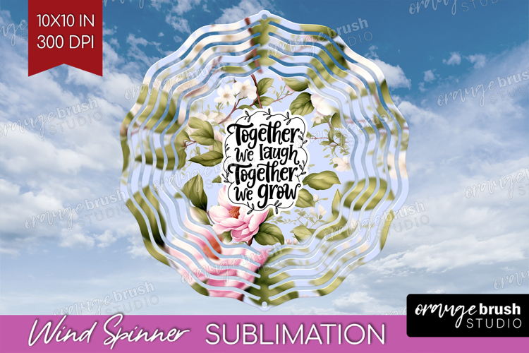 Family Quote Wind Spinner Sublimation PNG - Floral Round