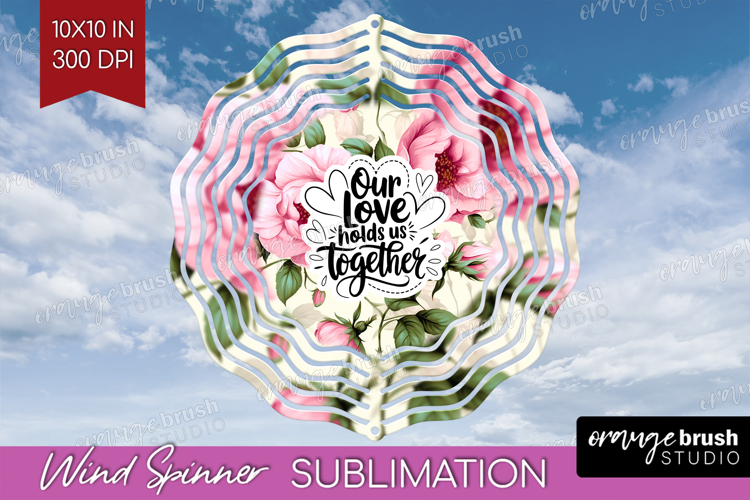 Family Quote Wind Spinner Sublimation PNG - Floral Round