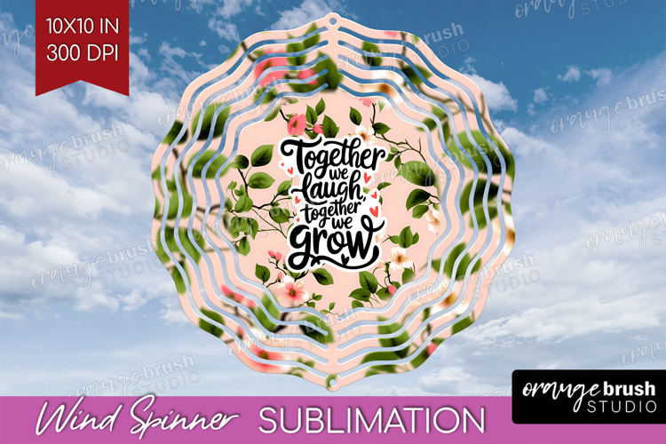 Family Quote Wind Spinner Sublimation PNG - Floral Round