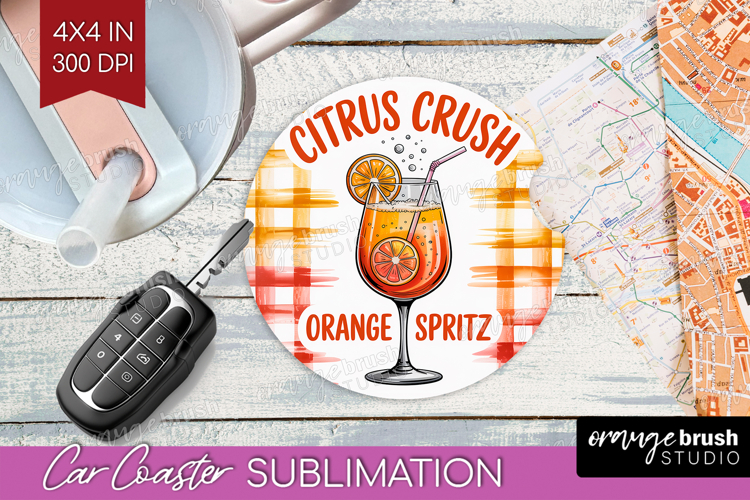 Spritz Cocktail Car Coaster Summer Drink Coaster PNG