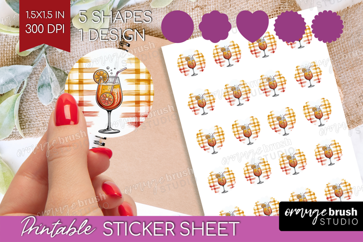 Spritz Cocktail Round Sticker Summer Drink Printable Sticker