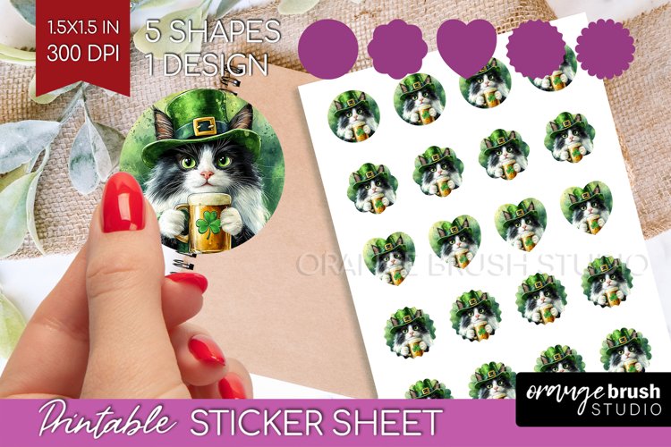 St. Patricks Day Round Sticker - Cute Animals Printable