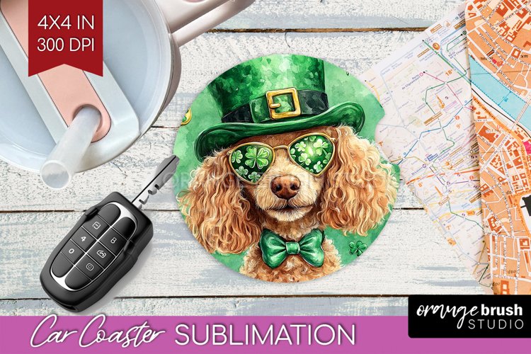 St. Patricks Day Car Coaster - Cute Animals Coaster PNG example image 1