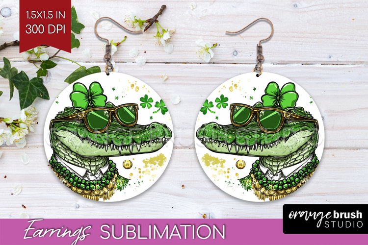 St. Patricks Day Round Earrings - Cute Animals PNG