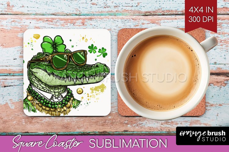 St. Patricks Day Square Coaster - Cute Animals Coaster PNG