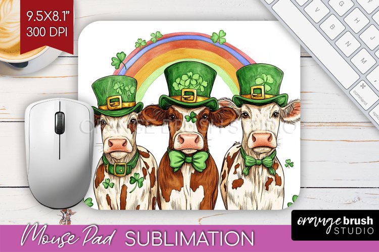 St. Patricks Day Mouse Pad Sublimation - Cute Animals PNG