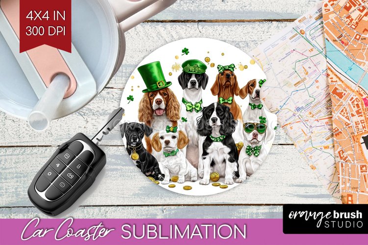 St. Patricks Day Car Coaster - Cute Animals Coaster PNG