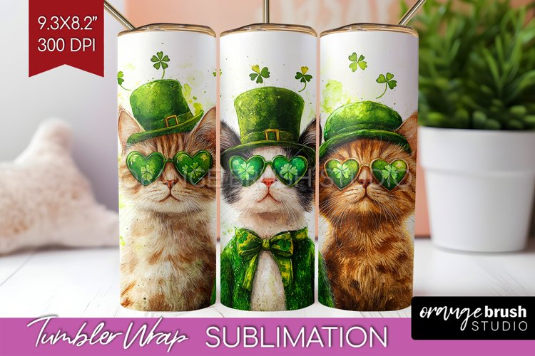 St. Patricks Day Tumbler Wrap - Cute Animals Tumbler PNG