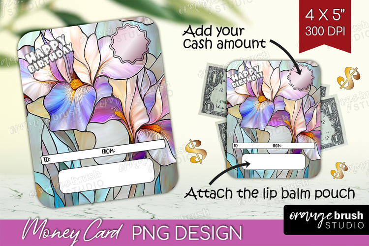 Happy Birthday Money Card PNG - Stained Glass Money Card