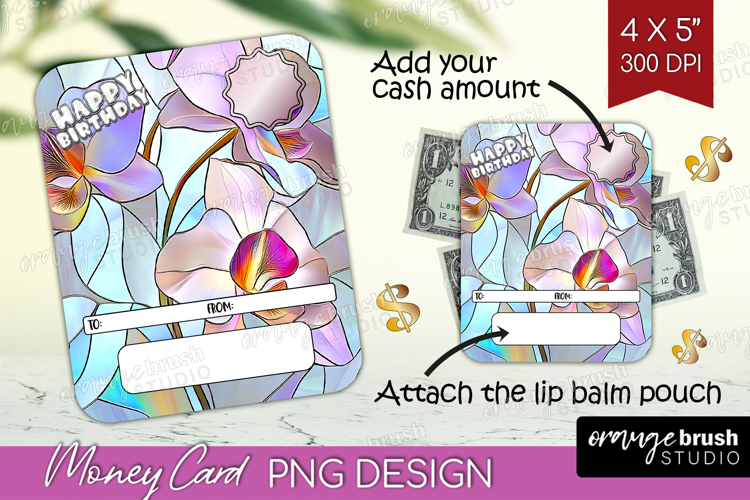 Happy Birthday Money Card PNG - Stained Glass Money Card