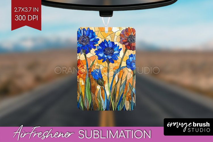 Stained Glass Flowers Air Freshener PNG - Floral PNG